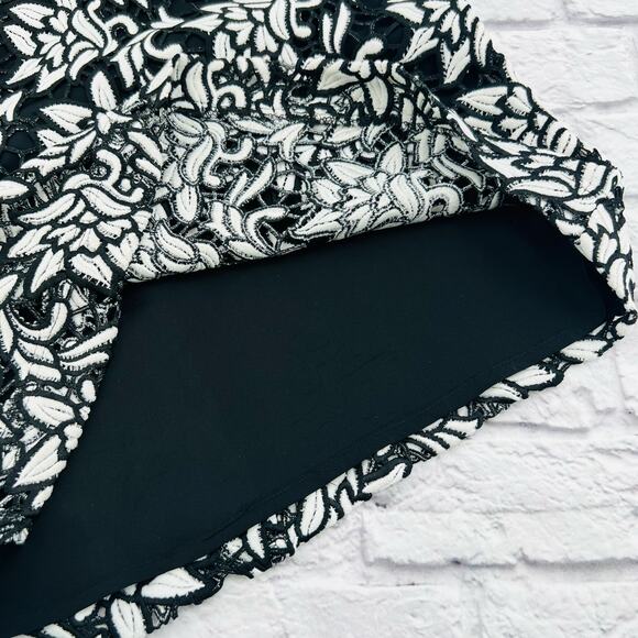 SAM EDELMAN Dress Womans Medium Black White Lace Sheath Sleeveless Embroidereded - Picture 5 of 10